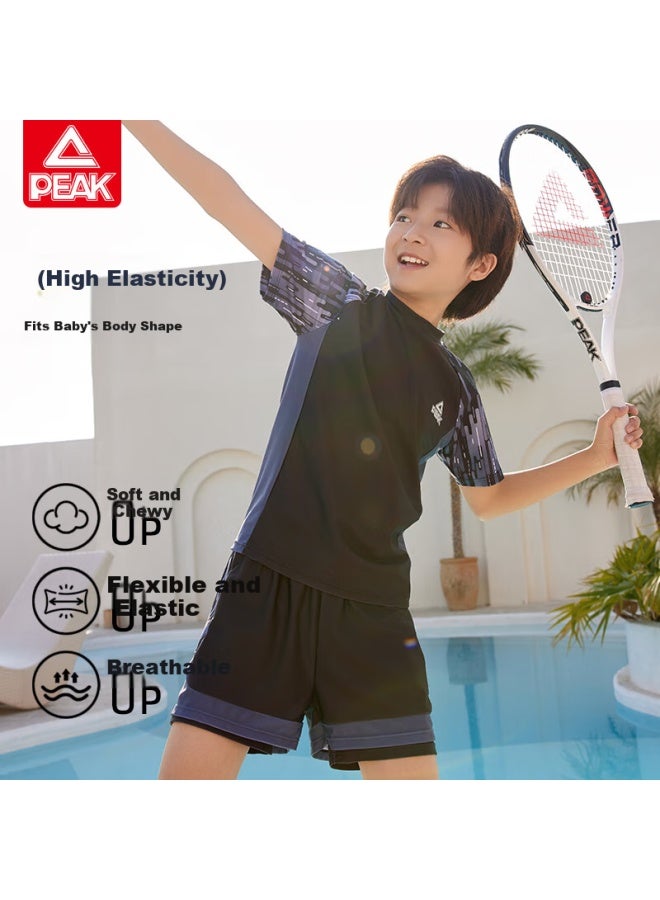 Peak Children's Swimwear Boys Swim Trunks Set Boys Split Type Large, Medium And Small Children's Three-dimensional Swimwear Deep Gray/green 140 - Image 3