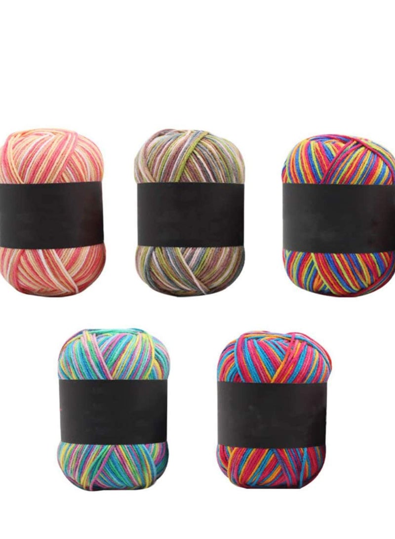 Multi-Colored Acrylic Crochet Yarn Set for Knitting and Weaving - 5 Pieces of Hand Knitting Thread - Image 2