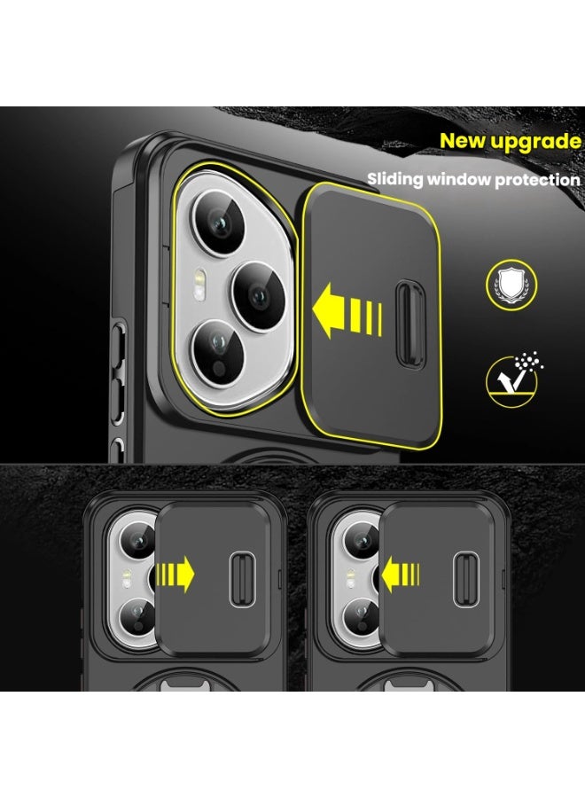 general Case Compatible with Honor 400 Pro, Built-in 360° Rotatable Ring Stand & Sliding Lens Protection, Anti-fingerprint Protective Cover for Honor 400 Pro 5G - Image 4