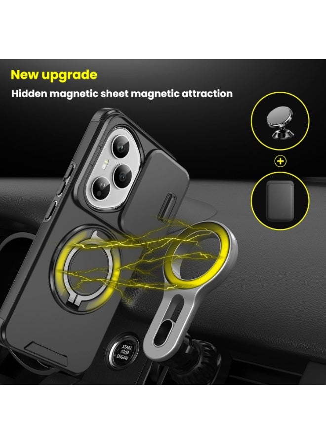 general Case Compatible with Honor 400 Pro, Built-in 360° Rotatable Ring Stand & Sliding Lens Protection, Anti-fingerprint Protective Cover for Honor 400 Pro 5G - Image 5