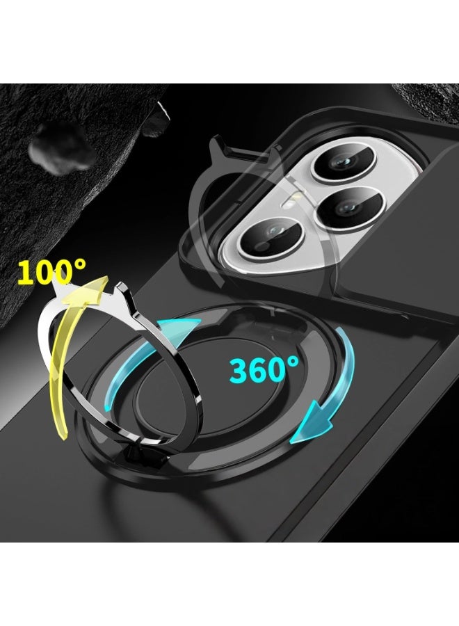 general Case Compatible with Honor 400 Pro, Built-in 360° Rotatable Ring Stand & Sliding Lens Protection, Anti-fingerprint Protective Cover for Honor 400 Pro 5G - Image 2