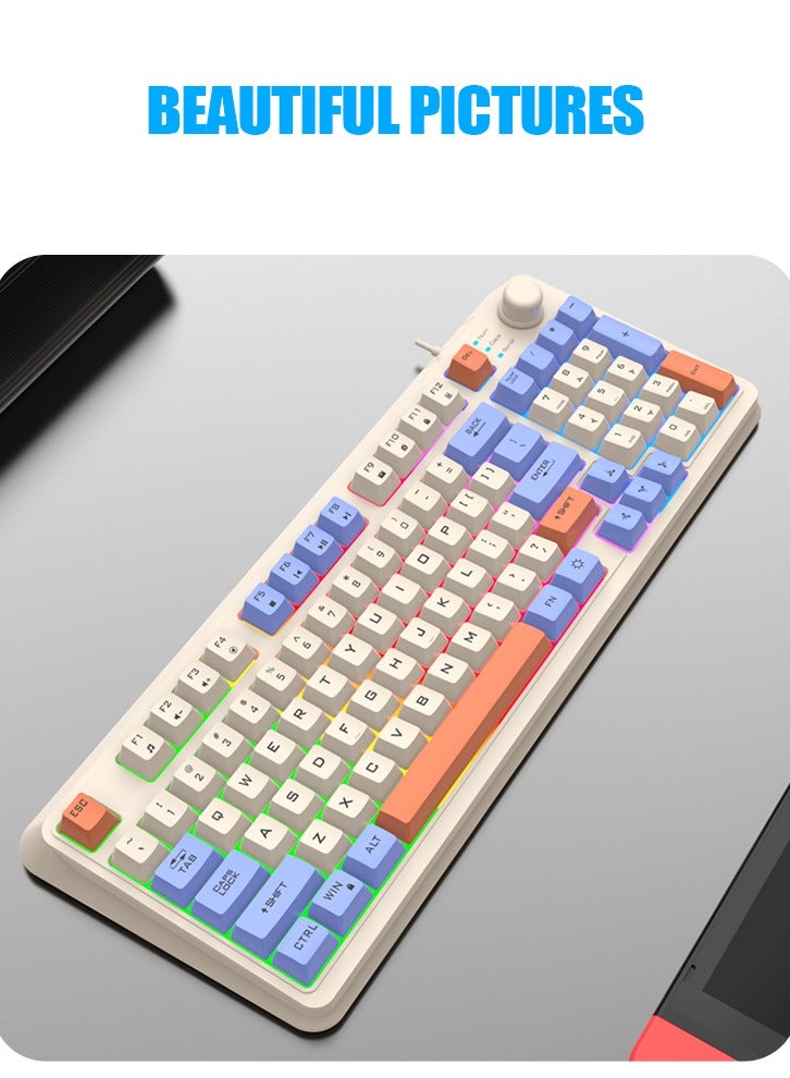 Gasin XUNFOX K82 Gaming Keyboard – 94 Keys, RGB Backlit, Three Color Combinations, Minimalist Layout, Mechanical Keyboard for Gamers  - Image 2