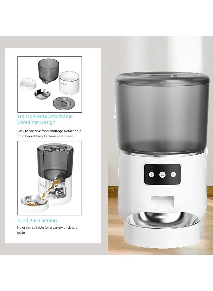 وحدة تغذية الحيوانات الأليفة الذكية الأوتوماتيكية سعة 4 لتر/17 كوبًا، موزع طعام الحيوانات الأليفة من الفولاذ المقاوم للصدأ مع تطبيق وتحكم عبر واي فاي، مسجل صوت، 1-9 حصص لكل وجبة مع تحكم دقيق في الحصص، تصميم مضاد للانسداد، وعاء مزدوج الطاقة للحيوانات الأليفة للقطط والكلاب (الحيوانات الأليفة المتوسطة والصغيرة)، أبيض - Image 2