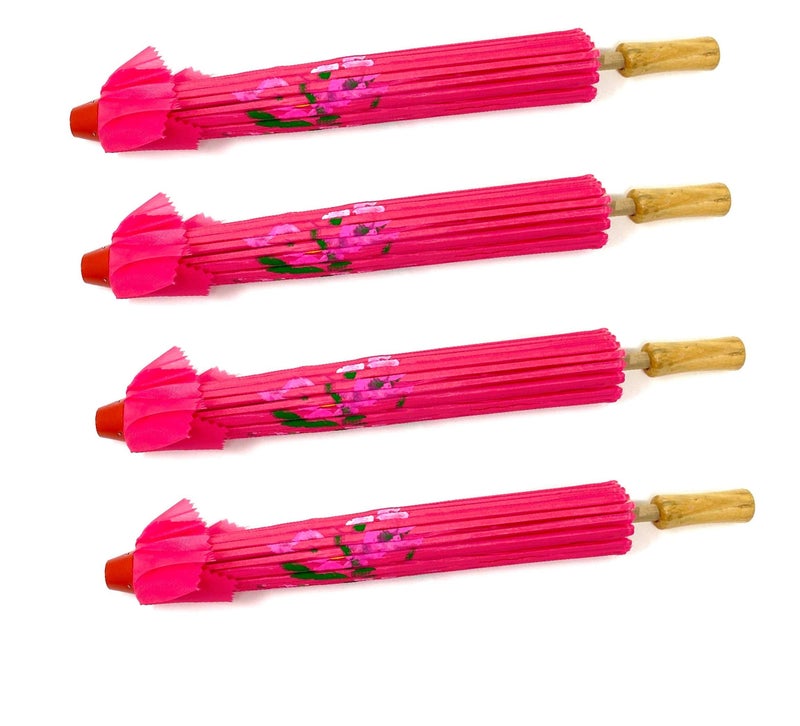 TJ Global PACK OF 4 Japanese Chinese Kids Size 22" Umbrella Parasol For Wedding Parties, Photography, Costumes, Cosplay, Decoration And Other Events - 4 Umbrellas (Hot Pink) - Image 2