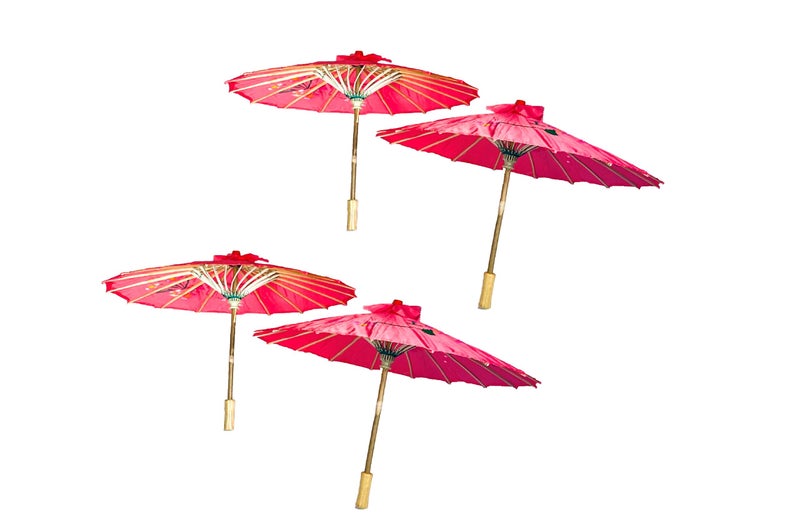 TJ Global PACK OF 4 Japanese Chinese Kids Size 22" Umbrella Parasol For Wedding Parties, Photography, Costumes, Cosplay, Decoration And Other Events - 4 Umbrellas (Hot Pink) - Image 3