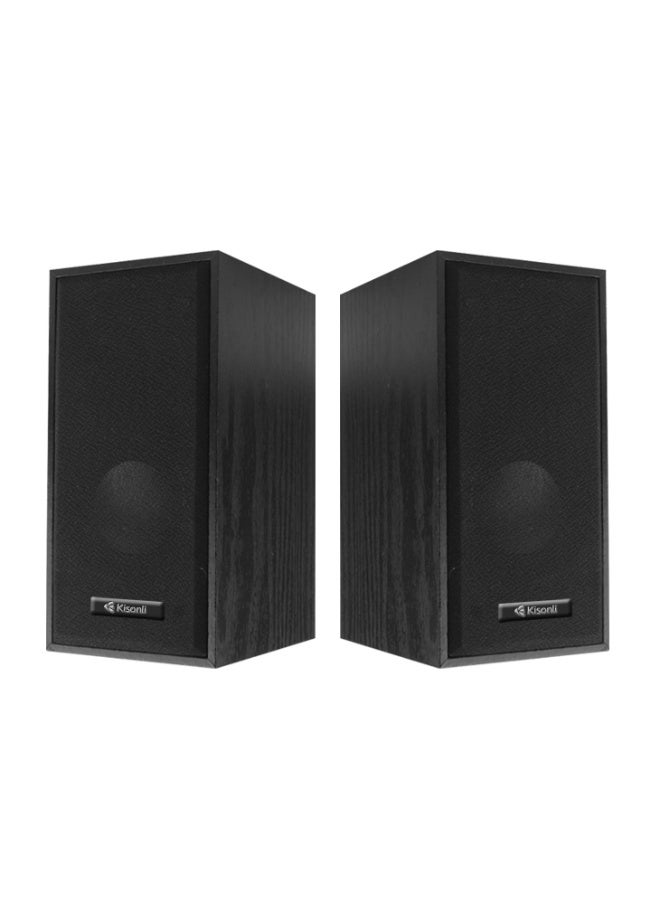 Kisonli T-004 Speakers Wooden 2.0 Computer Speaker - Image 3