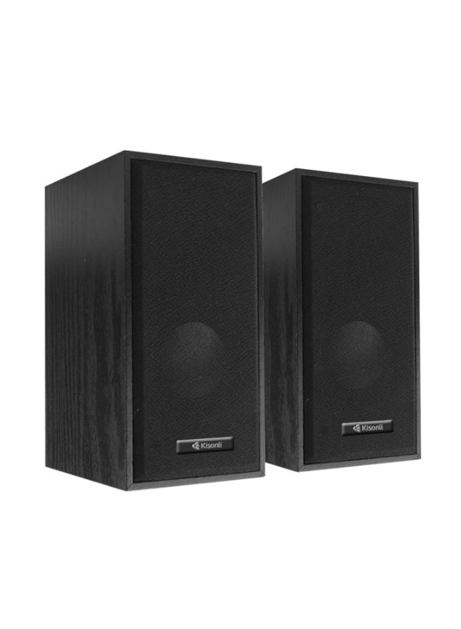 Kisonli T-004 Speakers Wooden 2.0 Computer Speaker - Image 1