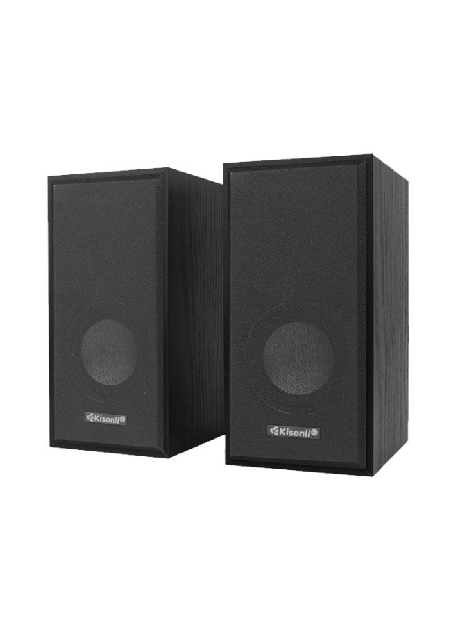 Kisonli T-004 Speakers Wooden 2.0 Computer Speaker - Image 2