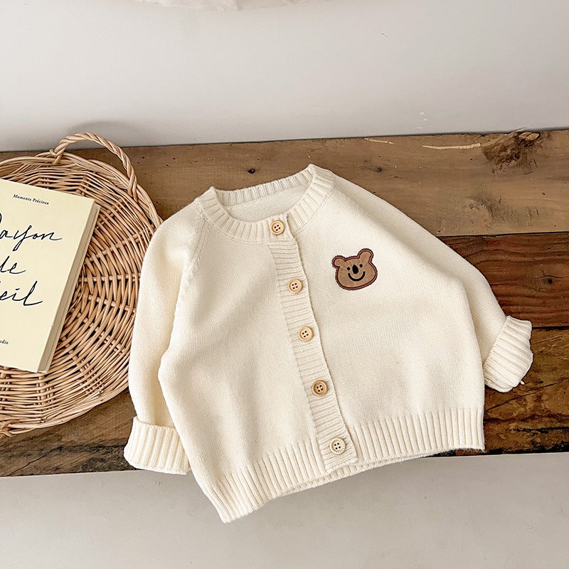 Kids Knit Cardigan Long Sleeve Spring Autumn Black  - Image 2