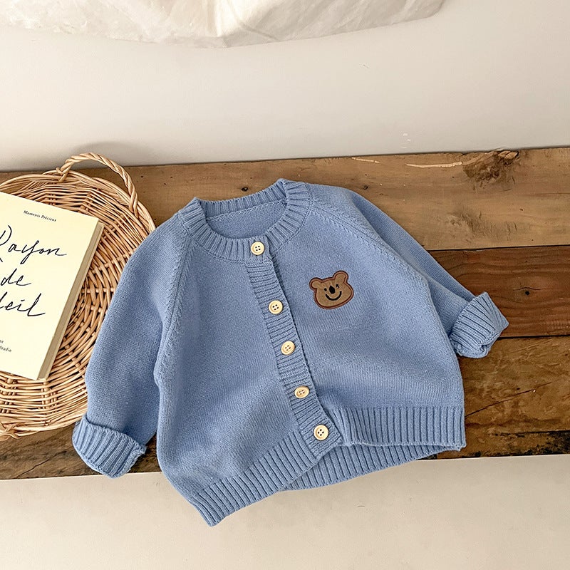 Kids Knit Cardigan Long Sleeve Spring Autumn Black  - Image 3