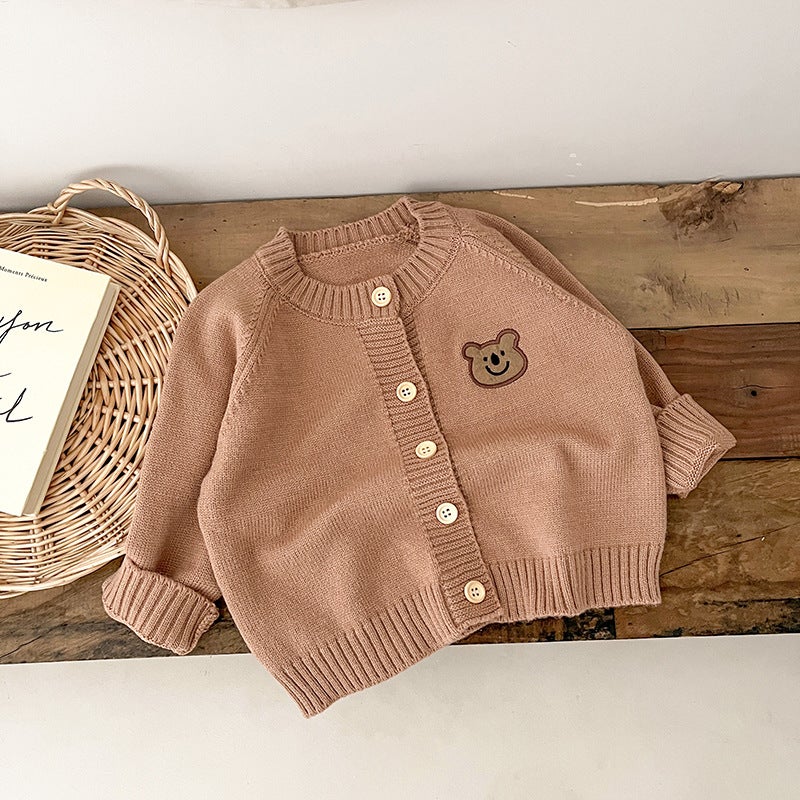 Kids Knit Cardigan Long Sleeve Spring Autumn Black  - Image 4