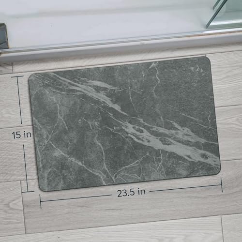 Graplife Stone Bath Mat Diatomaceous Earth Shower Mat Non-Slip Super Absorbent Quick Drying Bathroom Floor Mat Natural Easy to Clean - Green 23.5 x 15 (Dark Marble, 23.6" x 15.4") - Image 2