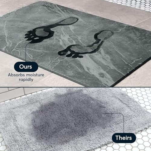 Graplife Stone Bath Mat Diatomaceous Earth Shower Mat Non-Slip Super Absorbent Quick Drying Bathroom Floor Mat Natural Easy to Clean - Green 23.5 x 15 (Dark Marble, 23.6" x 15.4") - Image 5
