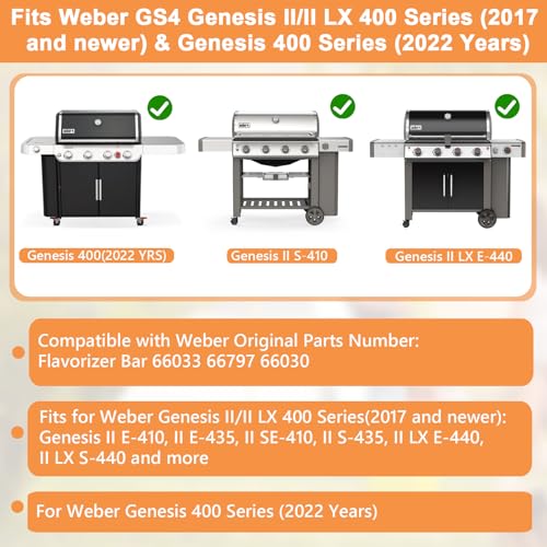 PETKAO 66033 Flavorizer Bars for Weber GS4 Genesis 2 E-410 E-435 E-415 Grill Parts, for Weber Genesis II 410 & II LX 440 Grill (2017 & Newer), for Weber Genesis Flavorizer Bars 66797 Porcelain Steel 16GA - Image 2