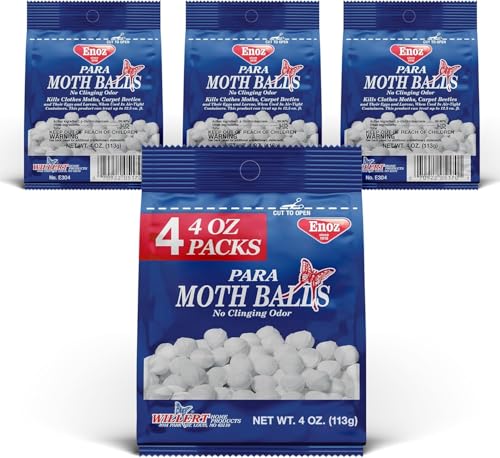 Enoz Para Moth Balls, Kills Clothes Moths and Carpet Beetles, No Clinging Odor, 4 Oz (Pack of 4) - Image 1