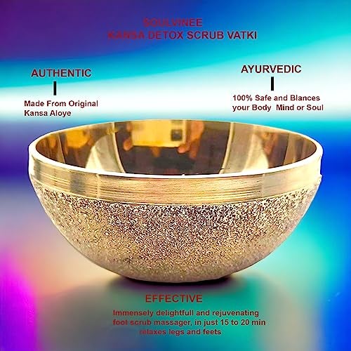 soulvinee Bronze Kansa Natural Vatki Cup Ayurvedic Detox Foot Massager Relaxation and Deep Cleaning Ancient Indian Technique one side finishing with round line 1 pcs - Image 2