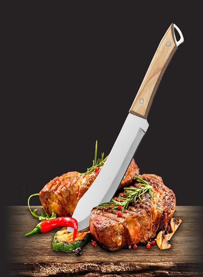 Chef Knife,12.8 inches Sharp Meat Cleaver Vegetable Cutter Professional Japanese Carbon Steel Kitchen Cleaver with Handle (wooden)