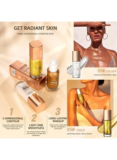 MEICOLY MEICOLY Liquid Body Illuminator,Moisturizing Long Lasting Body Shimmer,Smooth Waterproof Shimmer Body Oil,Glow Body Highlighter Face Body Luminizer,40ml/1.35 fl oz.#02 Rose Gold  - Image 5