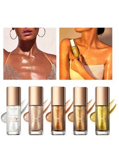 MEICOLY MEICOLY Liquid Body Illuminator,Moisturizing Long Lasting Body Shimmer,Smooth Waterproof Shimmer Body Oil,Glow Body Highlighter Face Body Luminizer,40ml/1.35 fl oz.#02 Rose Gold  - Image 2