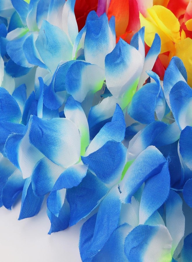 Aacehlh 4 Pcs Hawaiian Leis,Hawaiian Flower Leis Necklace Bracelets Headband Set for for Hawaiian Luaus Party,Birthday Party,Graduation Party, Dance Party (Blue) - Image 3