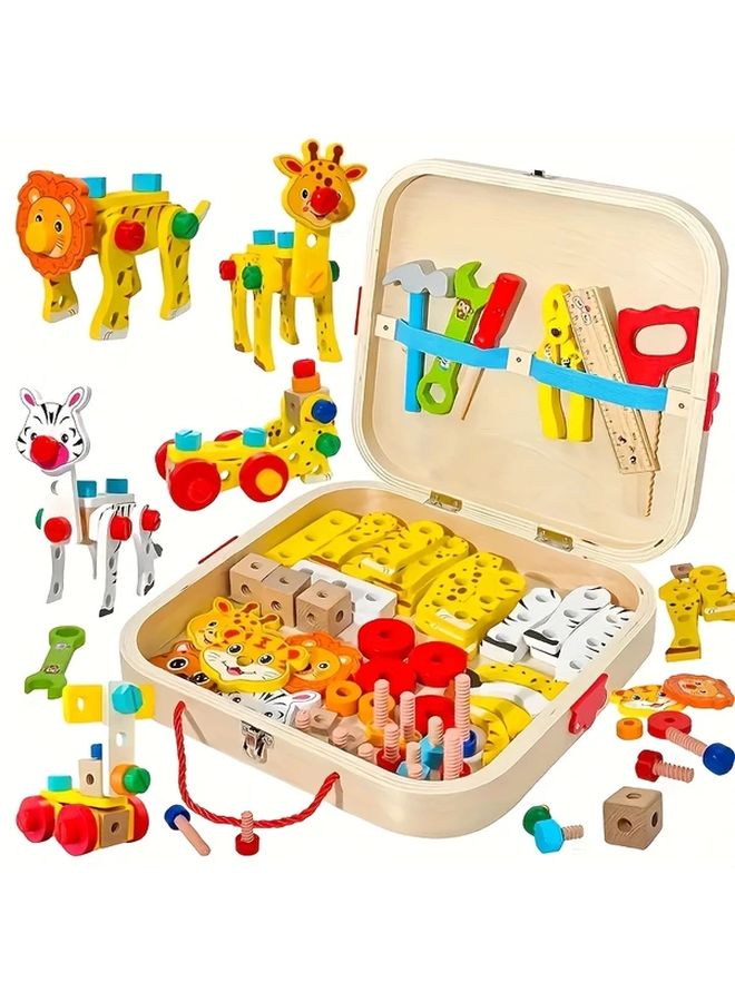 Kids DIY Wooden Engineering Vehicle Building Blocks Set Educational Toy Birthday Gift - Image 3