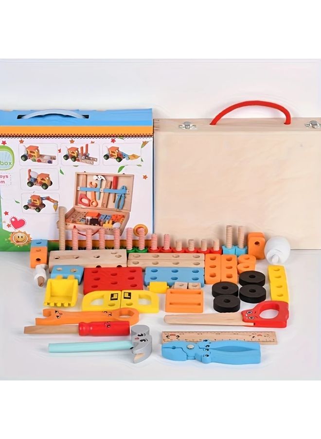 Kids DIY Wooden Engineering Vehicle Building Blocks Set Educational Toy Birthday Gift - Image 1