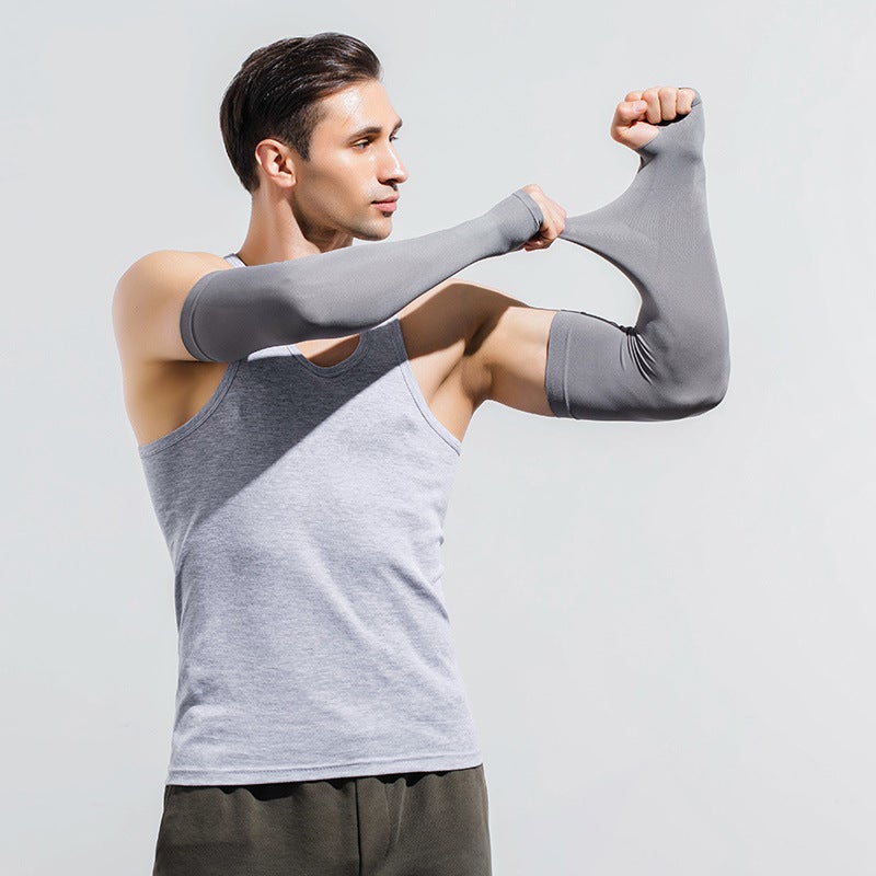 Sunscreen Sleeve Mens Plus Size Loose Arm Protectors and Fat Sleeve Mens Regular Sunscreen Ultraviolet Protection Ice Regular style refers to dark gray 