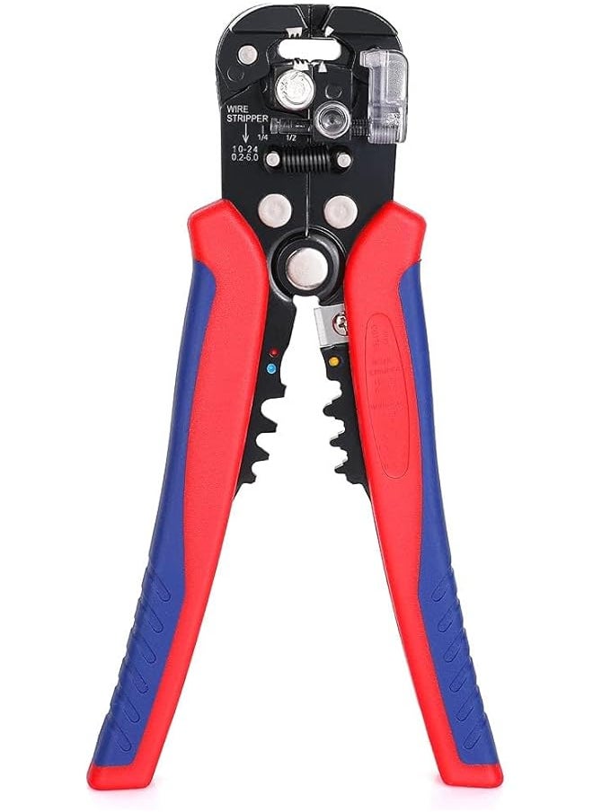 PROMASS promass Self Adjusting Wire Stripper, 3-in-1 Automatic Wire Stripper/Cutter/Crimper, AWG10-24, 8 Inch Multi Pliers For Electrical Wire Stripping, Cable Cutting, Crimping,Red&blue  - Image 1