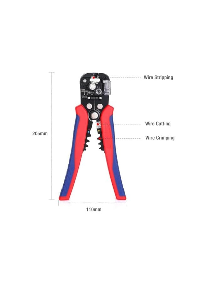 PROMASS promass Self Adjusting Wire Stripper, 3-in-1 Automatic Wire Stripper/Cutter/Crimper, AWG10-24, 8 Inch Multi Pliers For Electrical Wire Stripping, Cable Cutting, Crimping,Red&blue  - Image 2
