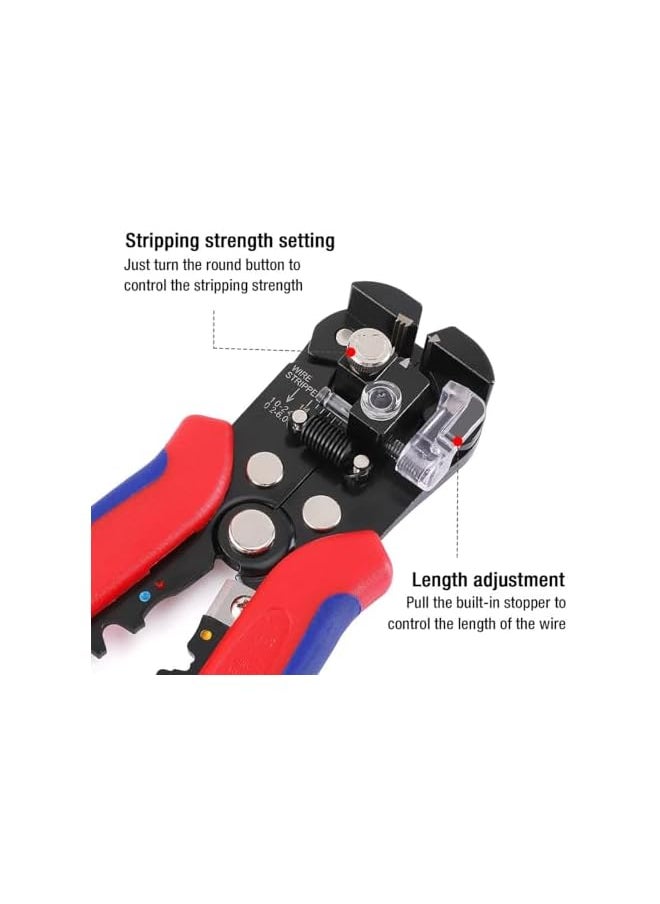 PROMASS promass Self Adjusting Wire Stripper, 3-in-1 Automatic Wire Stripper/Cutter/Crimper, AWG10-24, 8 Inch Multi Pliers For Electrical Wire Stripping, Cable Cutting, Crimping,Red&blue  - Image 4