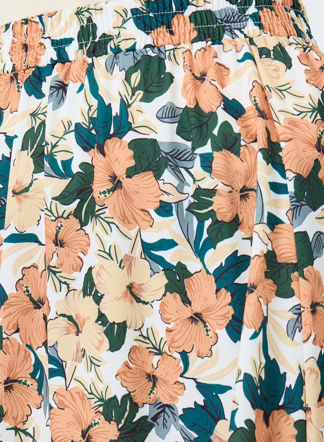 Take Two Floral Printed Elastic Waist Skirt - Image 3