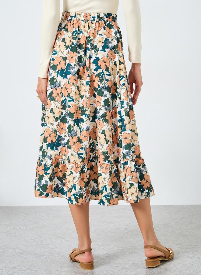 Take Two Floral Printed Elastic Waist Skirt - Image 4