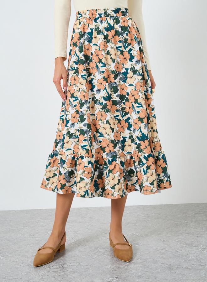 Take Two Floral Printed Elastic Waist Skirt - Image 2