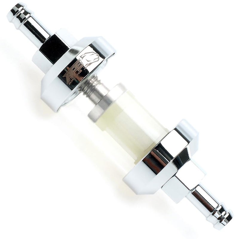 APE RACING 1/4 Inline Fuel Filter - APE RACING Upgraded Billet Aluminum Metal Glass Fuel Filter for Motorcycle ATV Dirt bike Classic bikes and Small Engines, Corrosion Resistance, Washable and High Flow (Chrome) - Image 2