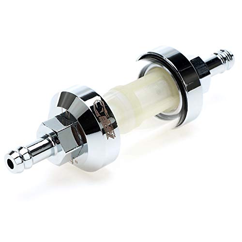 APE RACING 1/4 Inline Fuel Filter - APE RACING Upgraded Billet Aluminum Metal Glass Fuel Filter for Motorcycle ATV Dirt bike Classic bikes and Small Engines, Corrosion Resistance, Washable and High Flow (Chrome) - Image 3