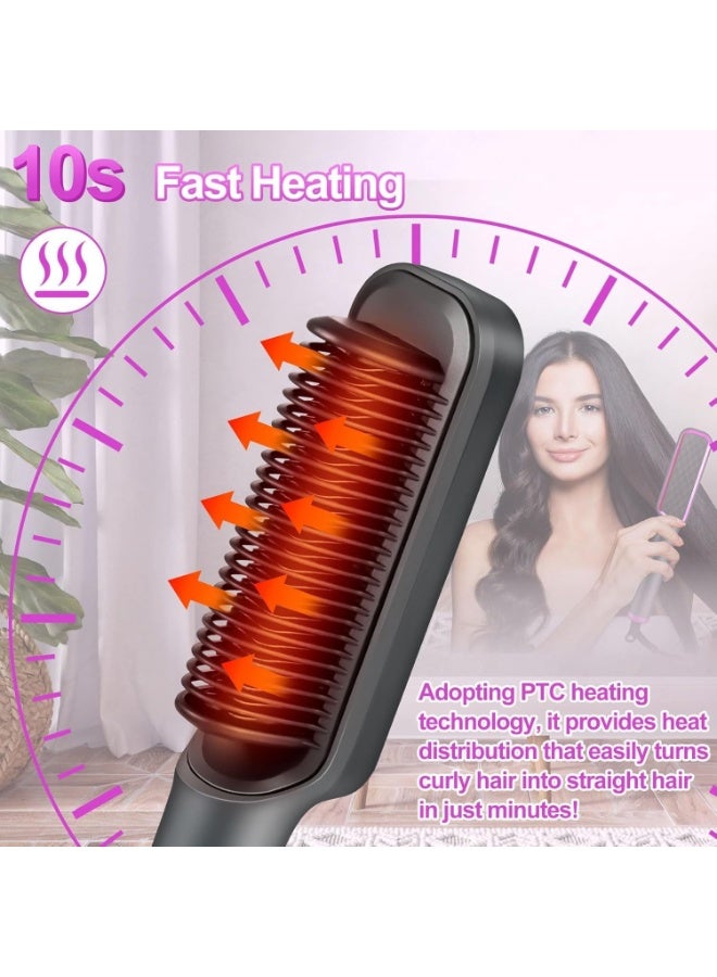 Hair Curling Iron Straightener Dual-purpose model with Built-in Comb, Grey Color - Image 2