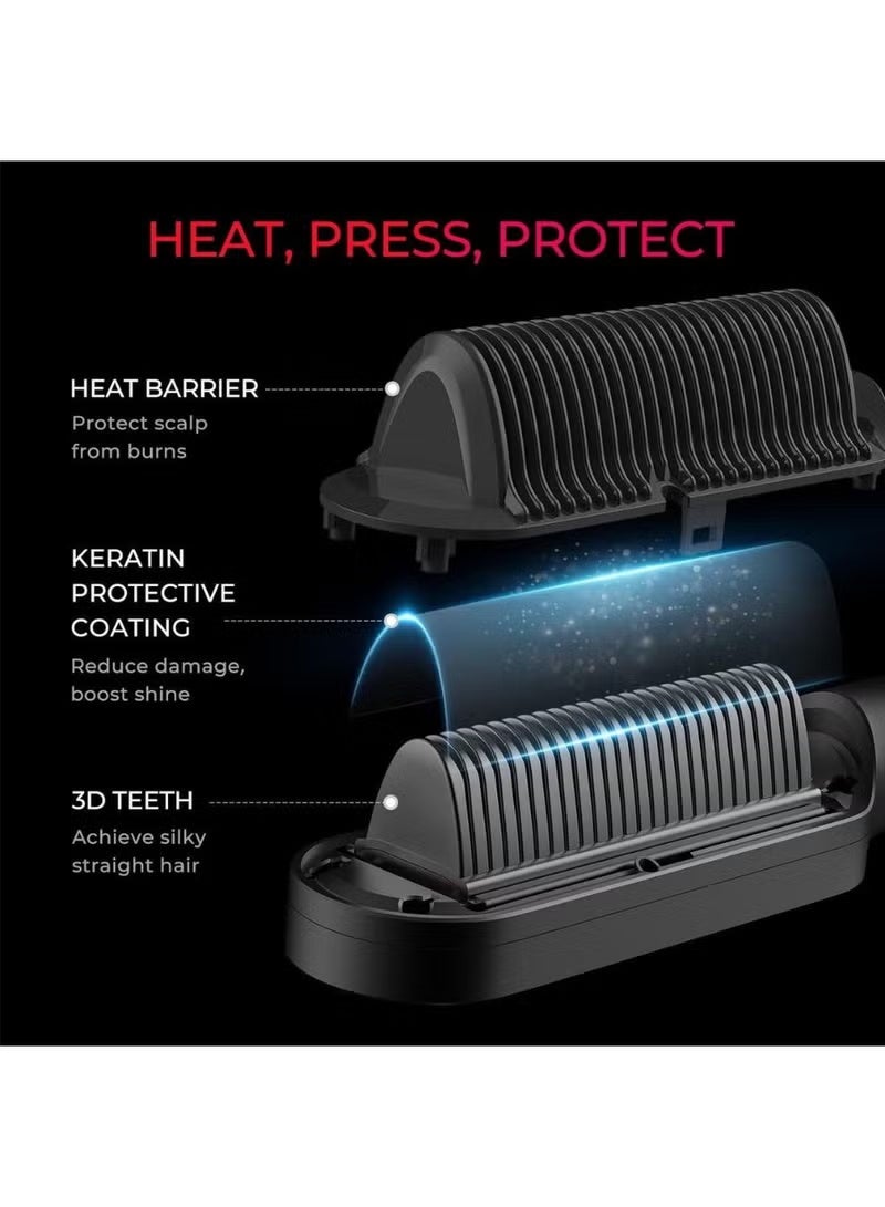 Hair Curling Iron Straightener Dual-purpose model with Built-in Comb, Grey Color - Image 4