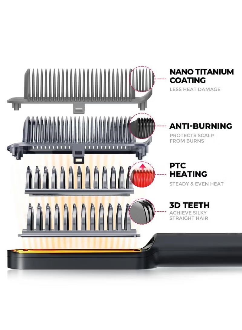 Hair Curling Iron Straightener Dual-purpose model with Built-in Comb, Grey Color - Image 5