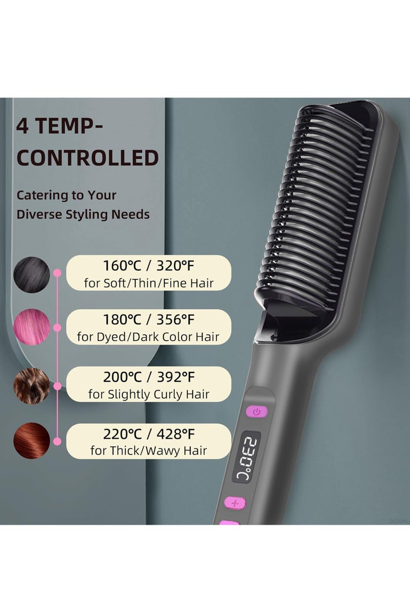 Hair Curling Iron Straightener Dual-purpose model with Built-in Comb, Grey Color - Image 3