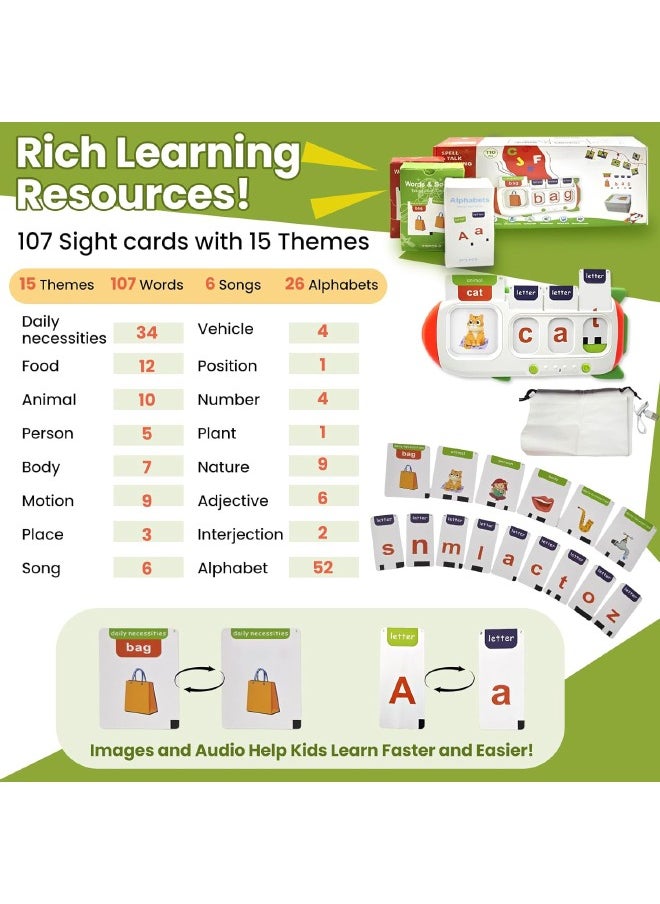 Alphabet Talking Flash Cards for Kids, Words Spelling Games, Teach Kids ABC Letters & Words, Montessori Learning Toys, Combine Words Based on Pictures, for Preschool Boys Girls  - Image 5