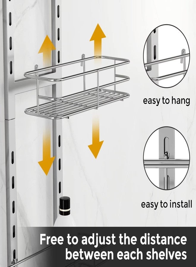 ODesign Over The Door Shower Caddy, 3-Tier Adjustable Hanging Shower Caddy with Soap Holder & 4 Hooks, Rustproof Bathroom Shower Organizer with Suction Cup,Shower Rack for Shampoo Razor, Slate-Grey - Image 4