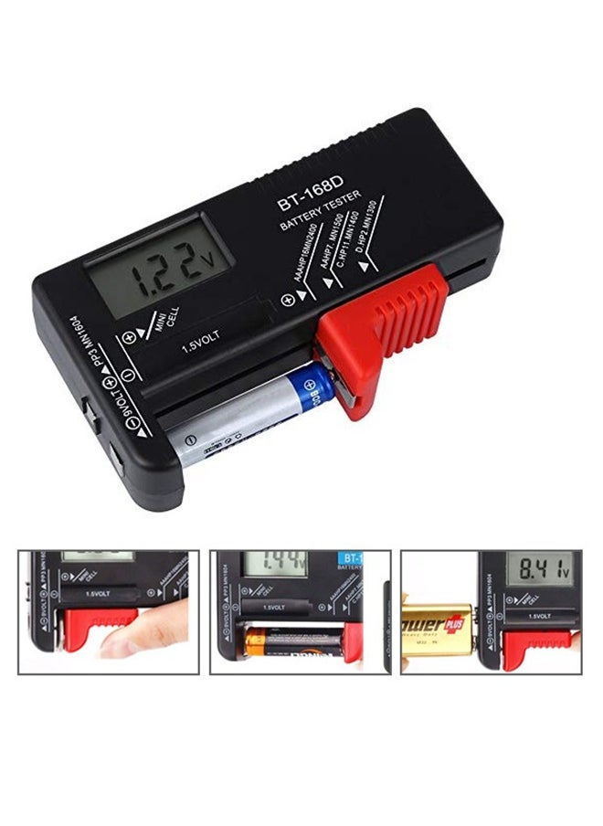 LENND - Quick Sense Digital Battery Tester For AAA /AA/C/D/9V/1.5V, Household Battery Checker Tester For Small Batteries Button Cell (Model: Bt-168D) - Battery Powered, Black - Image 1