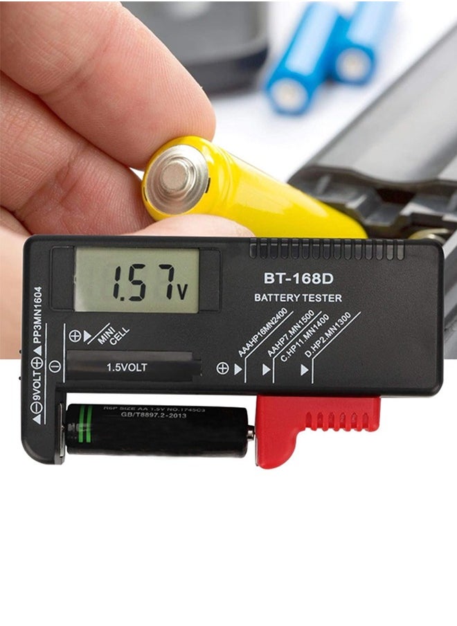 LENND - Quick Sense Digital Battery Tester For AAA /AA/C/D/9V/1.5V, Household Battery Checker Tester For Small Batteries Button Cell (Model: Bt-168D) - Battery Powered, Black - Image 1