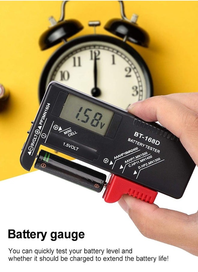 LENND - Quick Sense Digital Battery Tester For AAA /AA/C/D/9V/1.5V, Household Battery Checker Tester For Small Batteries Button Cell (Model: Bt-168D) - Battery Powered, Black - Image 1