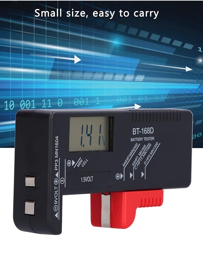 LENND - Quick Sense Digital Battery Tester For AAA /AA/C/D/9V/1.5V, Household Battery Checker Tester For Small Batteries Button Cell (Model: Bt-168D) - Battery Powered, Black - Image 1