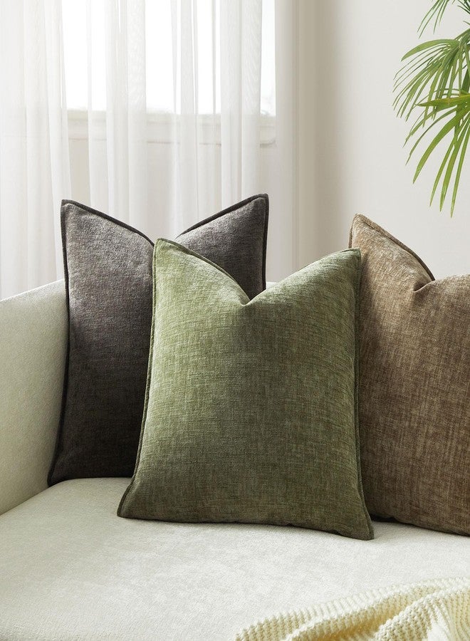 JUSPURBET Decorative Pillow Covers 20x20 Set of 2 Throw Pillow Covers for Couch Sofa Bed Cozy Chenille Cushion Covers Cases with Hidden Zipper for Living Room Home Decor,Sage - Image 2
