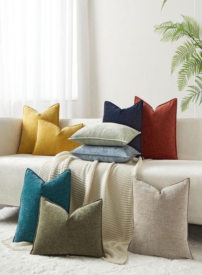 JUSPURBET Decorative Pillow Covers 20x20 Set of 2 Throw Pillow Covers for Couch Sofa Bed Cozy Chenille Cushion Covers Cases with Hidden Zipper for Living Room Home Decor,Sage - Image 4