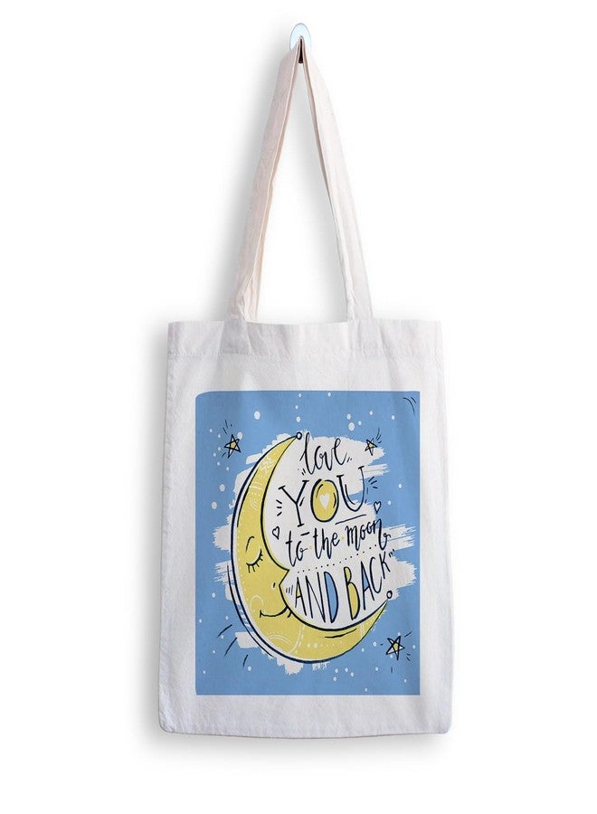 ARTBUG Tote Bag for Women with zip, Aesthetic Canvas tote bag for college girls, office, stylish and reusable - Love you the Moon - D No - 207 - Image 1
