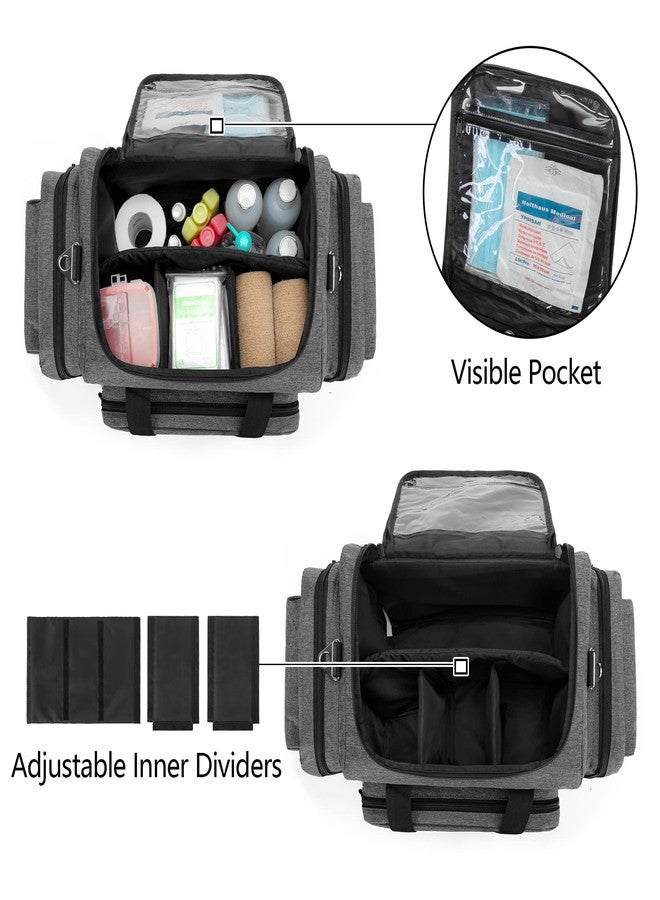 داميرو حقيبة داميرو الطبية الاحترافية فارغة، حقيبة إسعافات أولية للمستجيبين الأوائل مع فواصل قابلة للفصل للرعاية الصحية المنزلية، وفنيي الطوارئ الطبية، وخدمات الطوارئ الطبية، رمادي (الحقيبة فقط) - Image 2