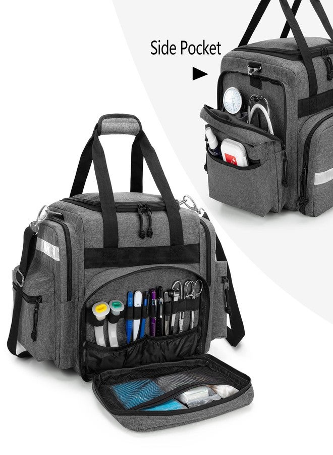 داميرو حقيبة داميرو الطبية الاحترافية فارغة، حقيبة إسعافات أولية للمستجيبين الأوائل مع فواصل قابلة للفصل للرعاية الصحية المنزلية، وفنيي الطوارئ الطبية، وخدمات الطوارئ الطبية، رمادي (الحقيبة فقط) - Image 3